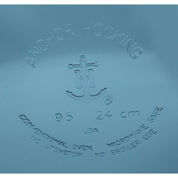 Vintage Anchor Hocking Blue Pie Plate Fluted Dish with handles - Picture 5 of 7